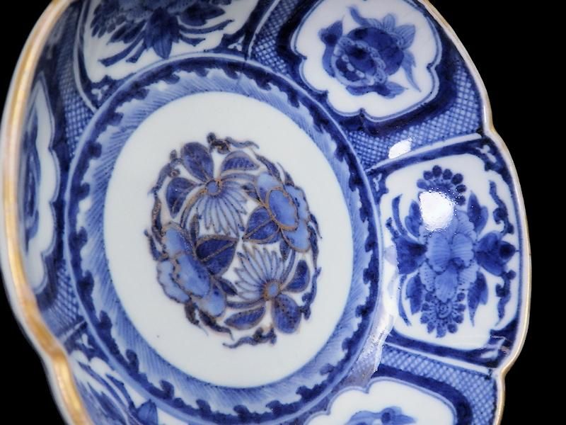 古伊万里 金襴手 獅子に牡丹図 四方角向付