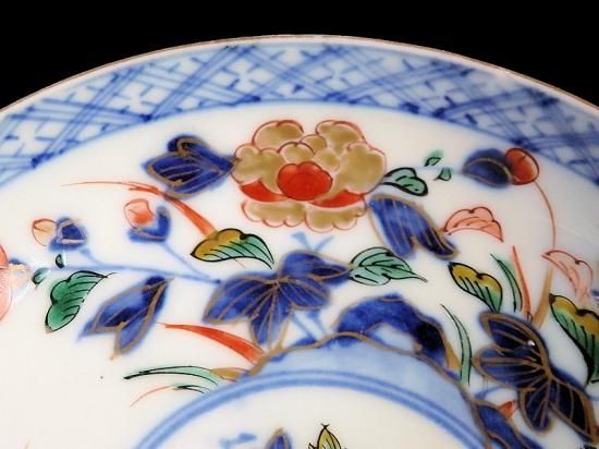 大聖寺伊万里　金襴手 菊花型　牡丹の図　4寸皿　2枚　C457AS-CVs 大聖寺伊万里金襴手 菊花型牡丹の図4寸皿2枚C457AS-CVs