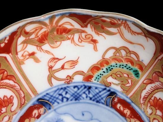 古伊万里 金襴手　鳳凰に龍の図　4寸皿　４枚　D43AS-fbuy5 古伊万里 金襴手 鳳凰に龍の図 4寸皿 4枚セット