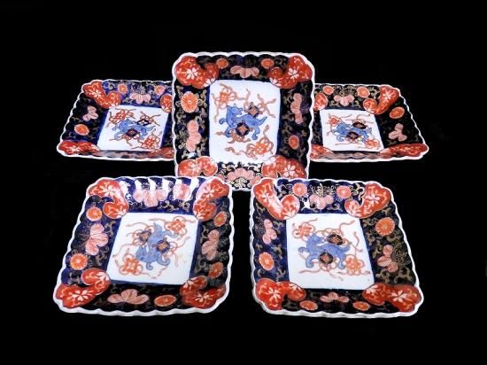 伊万里色絵5角皿 5枚