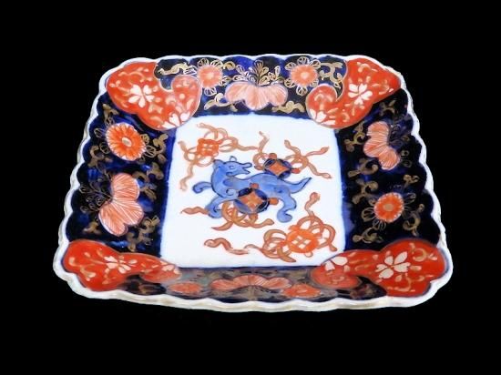 古伊万里　色絵アヒル文様丸皿　5枚　直径18.7㎝　七宝文　珍しい絵付 古伊万里 色絵アヒル文様丸皿 5枚 直径18.7㎝ 七宝文 珍しい絵付