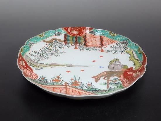 【楽ギフ_包装】 古伊万里 金彩色絵桐 （古伊万里 江戸後期 2点 色絵花蝶七寸皿 工芸品