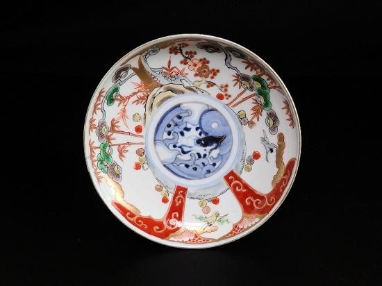 古伊万里 色絵 松竹梅に団龍紋図 5寸皿 5枚セット