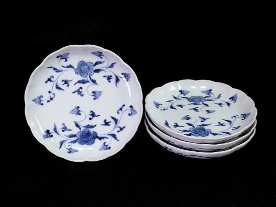古伊万里 染付赤絵 花唐草六寸皿5客揃【中古】【道】 心地 古伊万里 染付赤絵 花唐草六寸皿5客揃【中古】【道】 心地