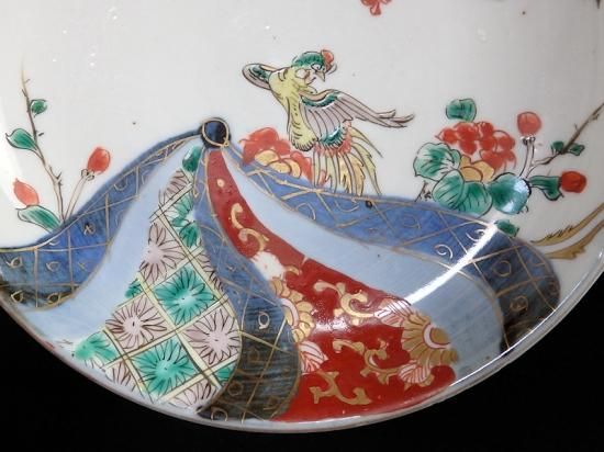 古伊万里 色絵 桐に鳳凰 牡丹に捻り紋の図 5寸皿