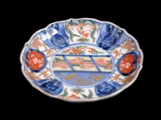 大聖寺伊万里 金襴手 団龍紋に石畳紋図 豆皿