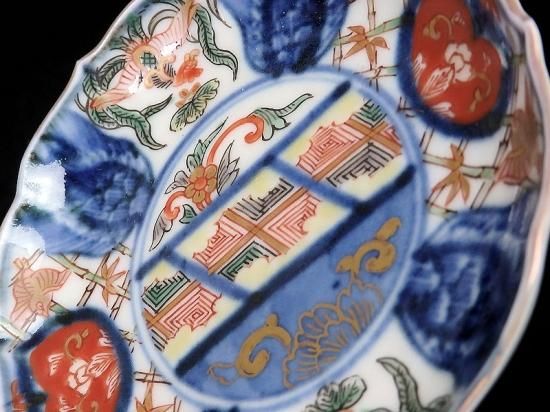 大聖寺伊万里 金襴手 竹笹に雀 桐に鳳凰図 豆皿