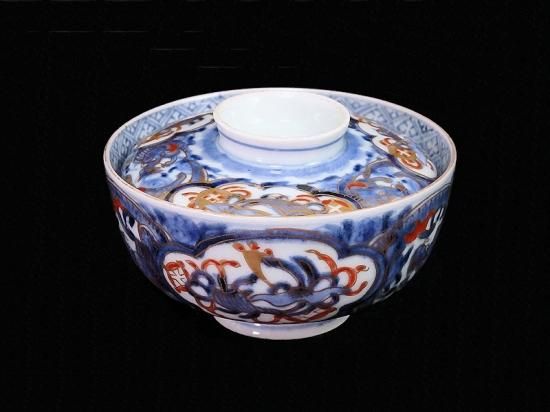 人気ブランド 古伊万里 染錦 宝尽くしに団龍紋図 蓋茶碗 江戸期 工芸品