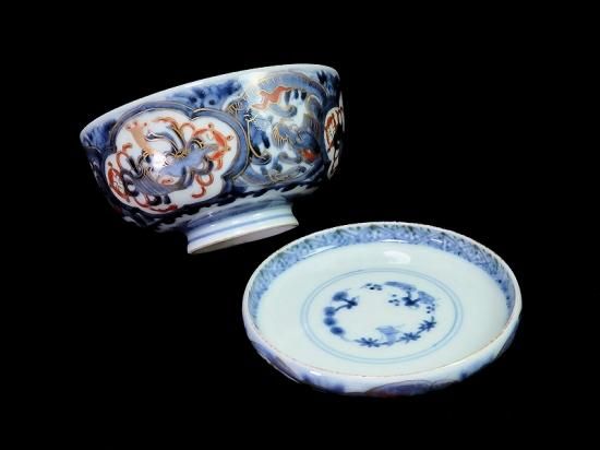 古伊万里 染錦 宝尽くしに団龍紋の図 蓋茶碗 江戸期 133AS-BTo