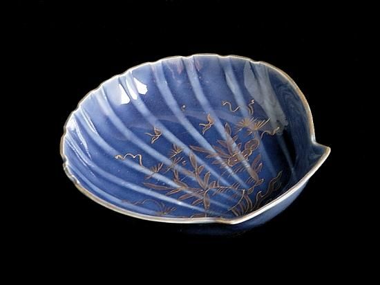 古伊万里　瑠璃　若松の図　膾皿　３客　C167AS-CTh 古伊万里 瑠璃 若松の図 膾皿 3客 C167AS-CTh
