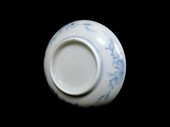 古伊万里　染付　笛吹童子に牛の図　豆皿　C873AS-BWn 古伊万里 染付 笛吹童子に牛の図 豆皿