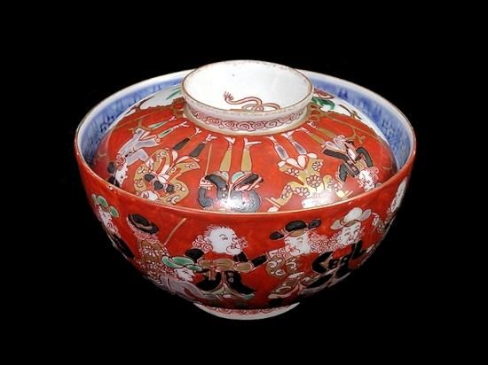 古伊万里 色絵双対龍図蓋物【太明成化年製】1780～1840年 希少品 ニユウ無-