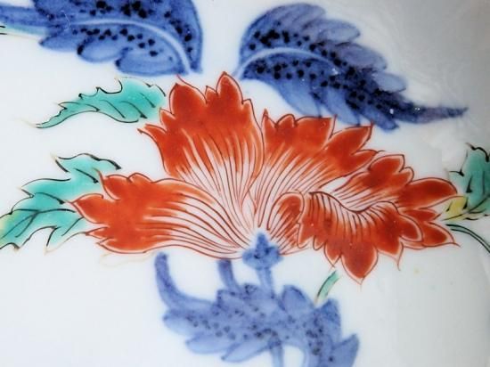 大聖寺伊万里色絵芥子の花図輪花5寸皿F345AS-fbtz