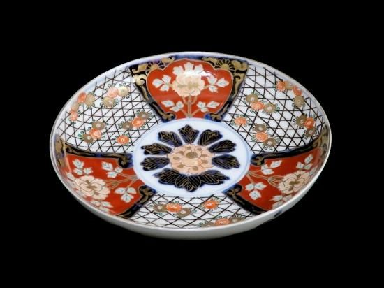 古伊万里 金襴手 花に花籠の図5寸皿 2枚セット