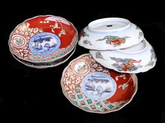 古伊万里 色絵瓔珞文蓋茶碗 五客揃 | LYAN ARTS' Collection onli