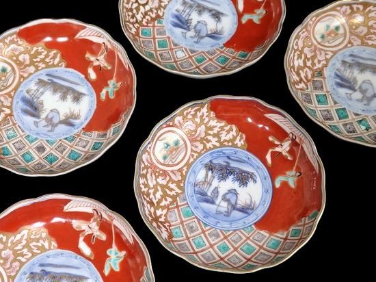 古伊万里 色絵瓔珞文蓋茶碗 五客揃 | LYAN ARTS' Collection onli