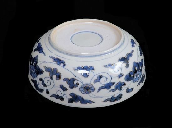 古伊万里色絵 窓絵双葉葵に源氏香竹垣に松の図深鉢D286AS-CEp