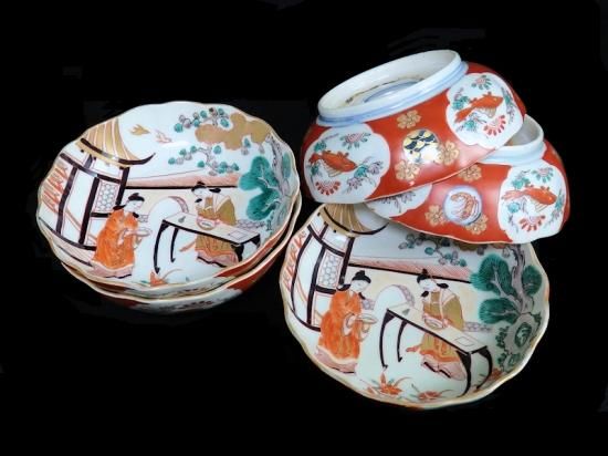 古伊万里 色絵 唐人美人図 膾皿 5客セット