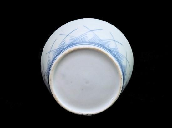古伊万里 染付 桧垣草紋の図 蕎麦猪口 江戸期 080AS-CDf