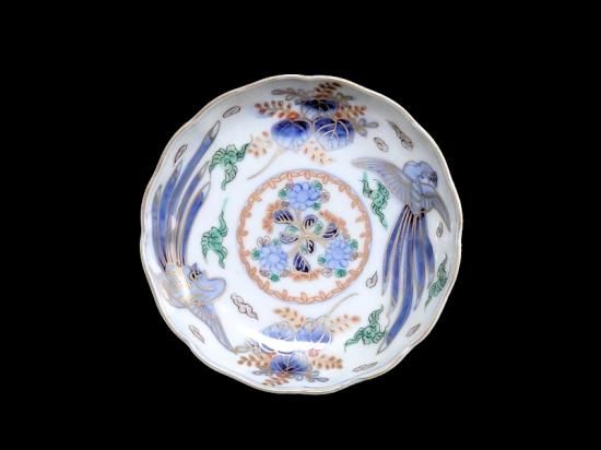 美品❣️古伊万里　染錦　桐に鳳凰図4寸皿5枚セット 古伊万里 染錦 桐に鳳凰図 4寸皿 5枚セット