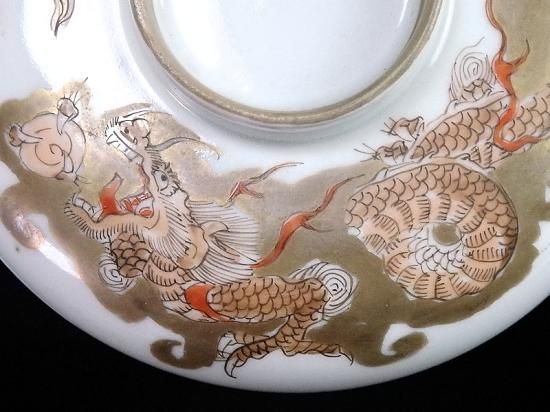 古伊万里 金襴手 龍に鳳凰図 蓋茶碗