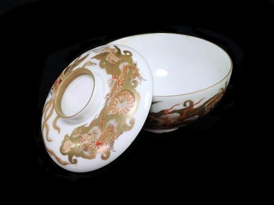 古伊万里 金襴手 龍に鳳凰図 蓋茶碗