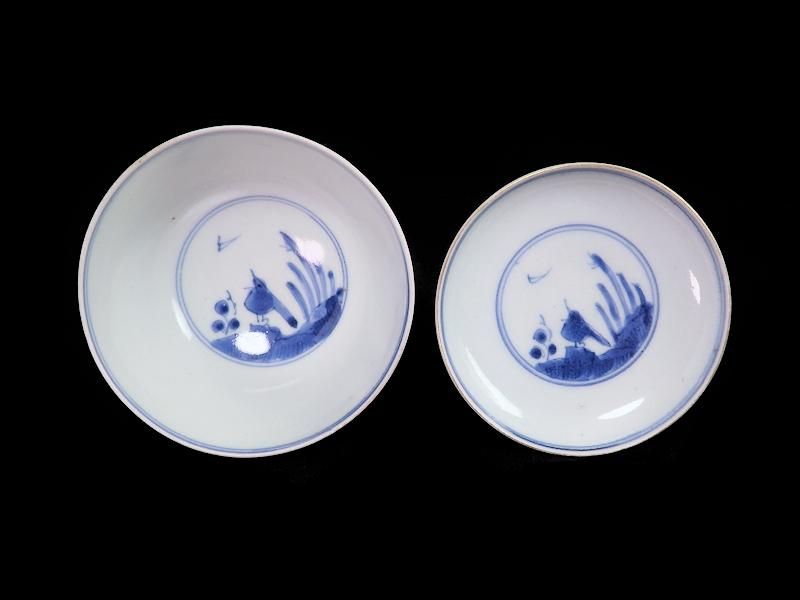古伊万里 染錦 河骨紋図 広東型蓋茶碗 5客セット 古伊万里 染錦 河骨紋図 広東型蓋茶碗 5客セット