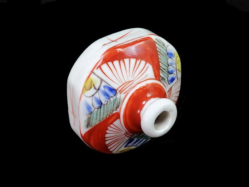 伊万里 色絵 線描き捻り紋図 油壷