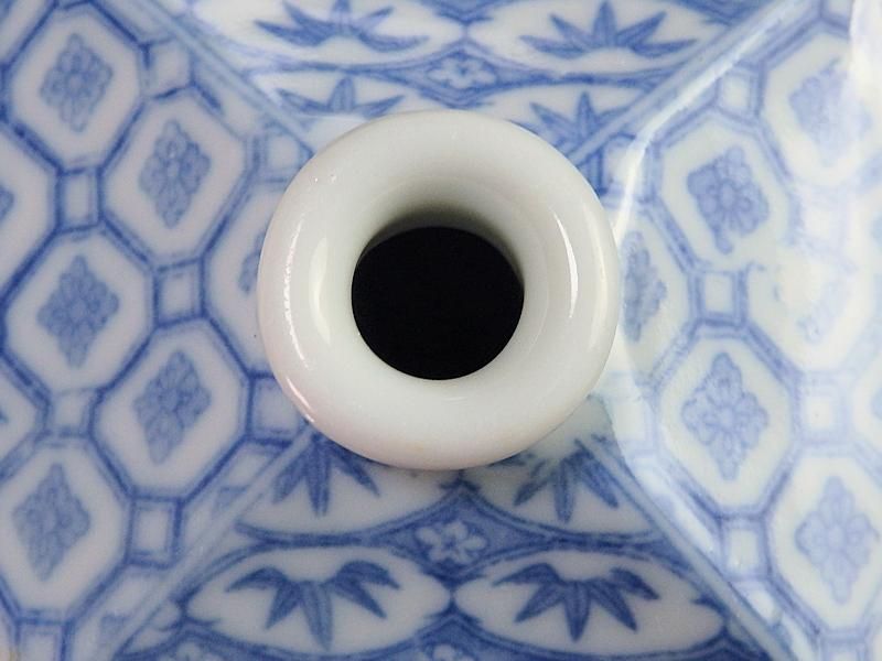 伊万里 染付 印判 鳳凰に麒麟図 油壷