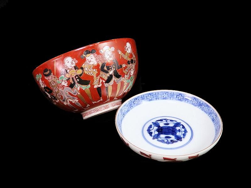 色絵五艘船文鉢(伊万里焼金襴手)を模した工芸品～南蛮絵大皿