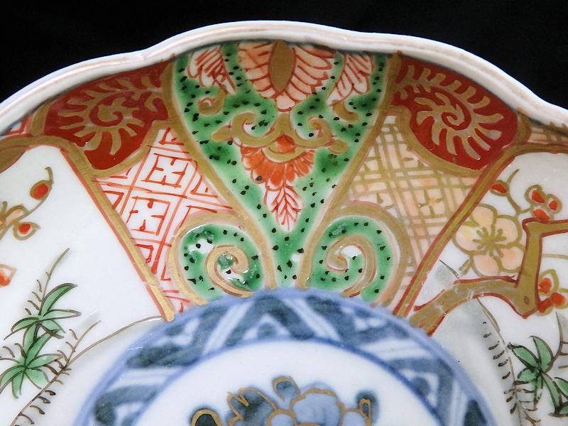 古伊万里 金襴手 牡丹に松竹梅図 4寸皿 5枚セット 古伊万里 金襴手 牡丹に松竹梅図 4寸皿 5枚セット