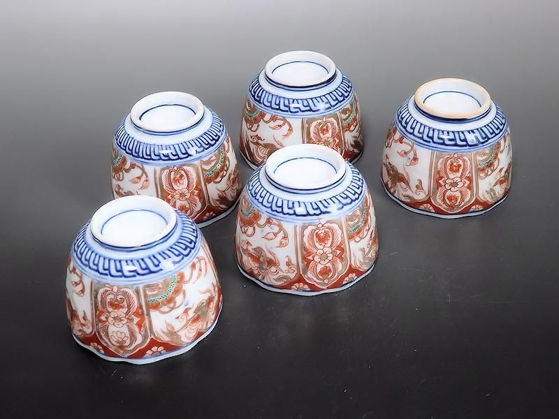 色絵花鳥図猪口10客色絵鳳凰図向付5客