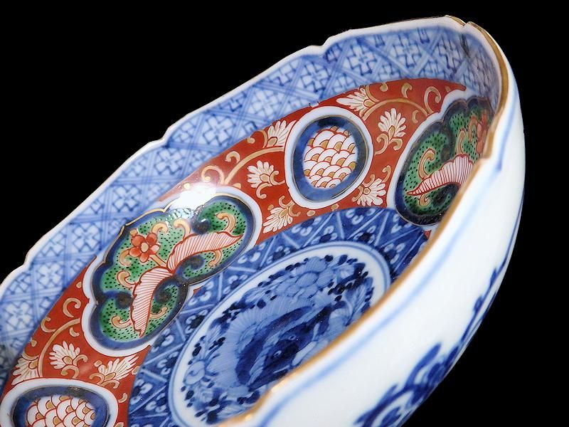 大聖寺伊万里　金襴手　欄干に唐人の図　５寸皿 　N1337AS-BHf 大聖寺伊万里 金襴手 丸紋に草花文図 膾皿 5客セット