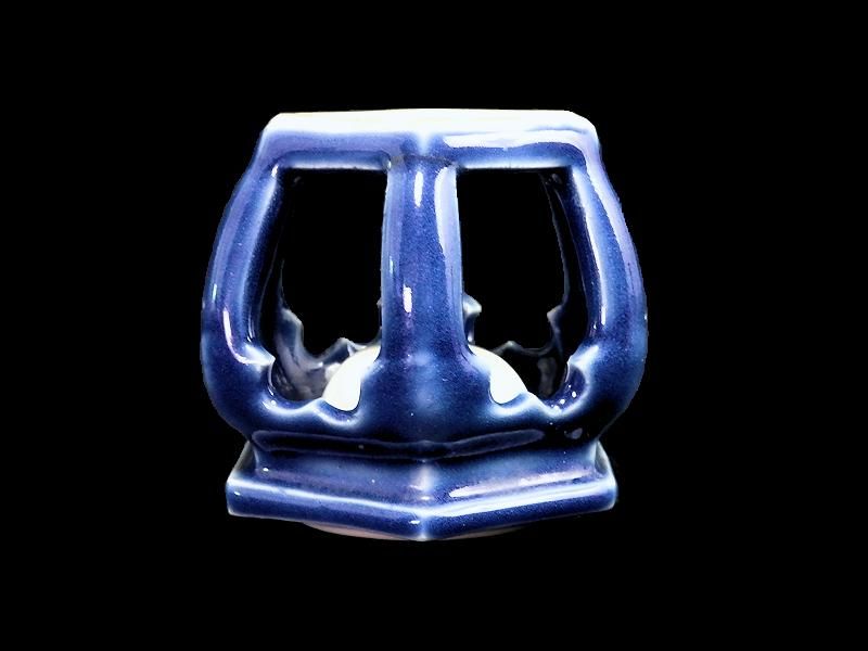 通販 古伊万里 瑠璃透かし C564AS-CGo 盃台 六角 工芸品 - 工芸品