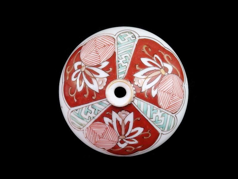 代引き人気 古伊万里 色絵 花に紗綾形紋図 油壷 工芸品