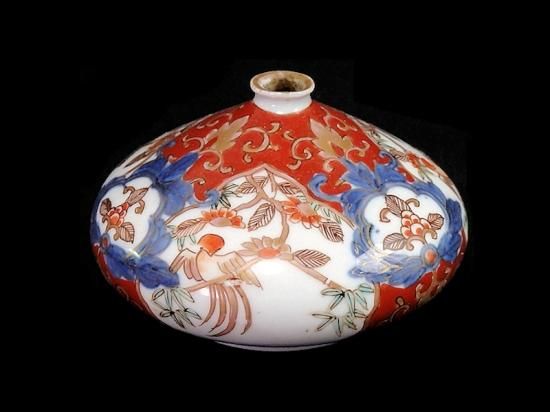 fbpn-E869mS 古伊万里 金襴手 くす玉に鳥 花に金唐草の図 蓋 fbpn-E869mS 古伊万里 金襴手 くす玉に鳥 花に金唐草の図 蓋
