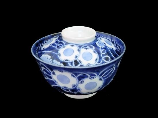 江戸期染付茶碗 江戸時代 古伊万里 染付 丸文 ころ茶碗 ［1540］ 古