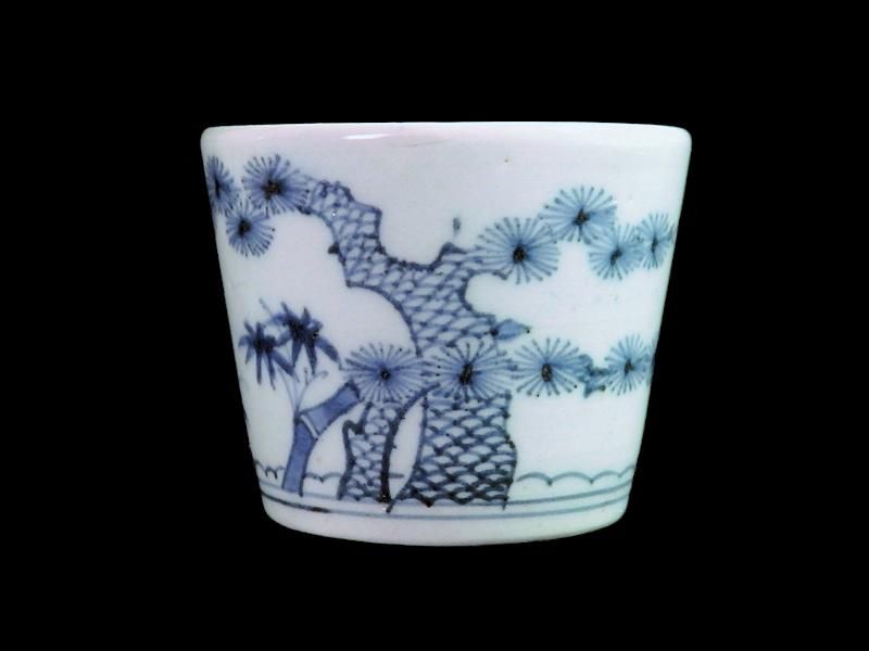 古伊万里 伊万里 竹林賢人図染付 中皿 （古伊万里皿江戸時代花