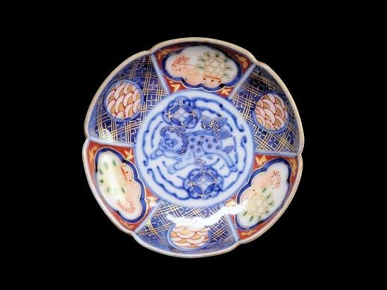 ファッションアイテム人気ランキング 大聖寺伊万里 染錦 豆皿 七宝紋に獅子図 丸紋に青海波 工芸品