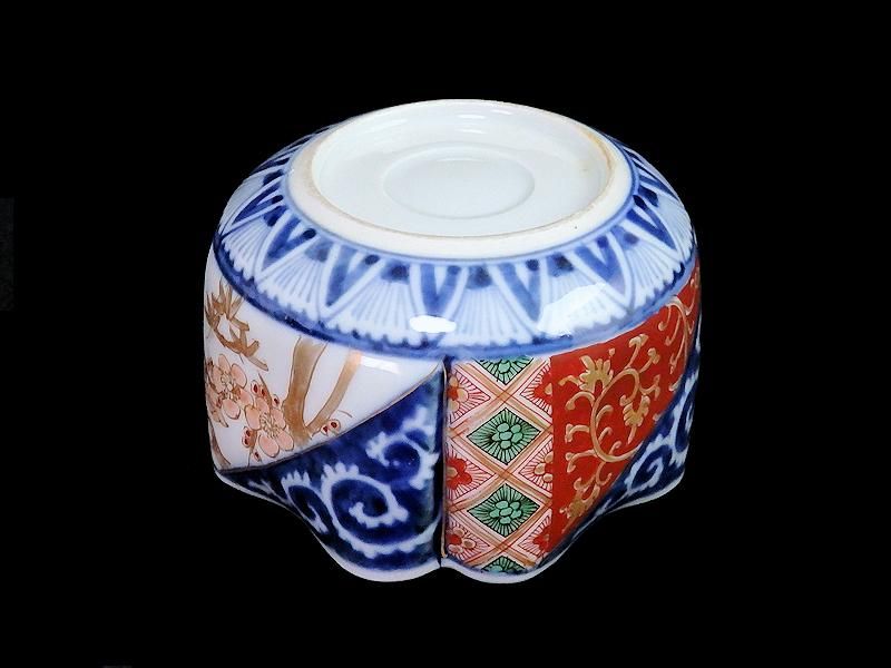 大聖寺伊万里 染錦 逆蛸唐草に松竹梅 金唐草図 変形向付 大聖寺伊万里 染錦 逆蛸唐草に松竹梅 金唐草図 変形向付