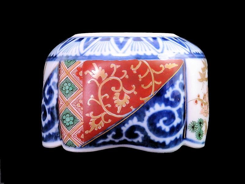 大聖寺伊万里 染錦 逆蛸唐草に松竹梅 金唐草図 変形向付