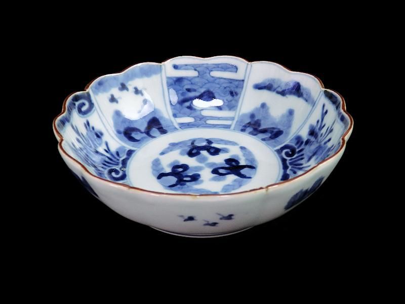 古伊万里 染付 山水に貝図 膾皿 2客セット 古伊万里 染付 山水に貝図 膾皿 2客セット