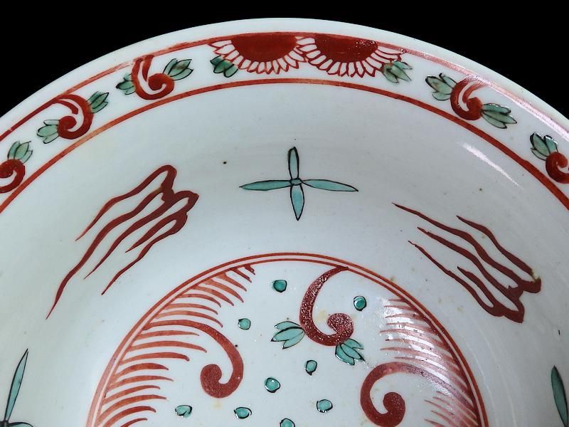 古伊万里色絵花鳥紋に獅子の図深鉢D285AS-CQm