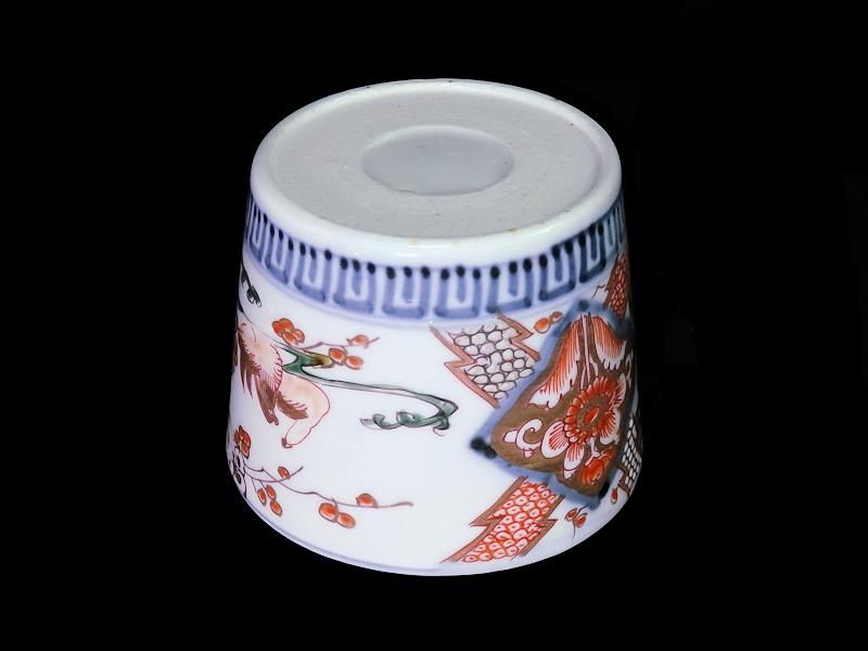 蕎麦猪口 そばちょこ 色絵 草花 あざみ 無傷完品 大振り そば