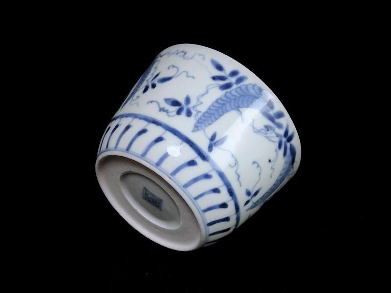 想像を超えての 古伊万里 江戸期 大振蕎麦猪口 藤の図 染付 工芸品