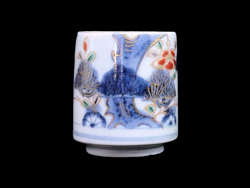 古伊万里　薄瑠璃色　若松の図　のぞき　猪口　C833 AS-CYe 古伊万里 薄瑠璃色 若松の図 のぞき 猪口 C833 AS-CYe - メルカリ