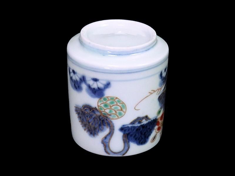 古伊万里 染錦 三蓋松図 覗 猪口