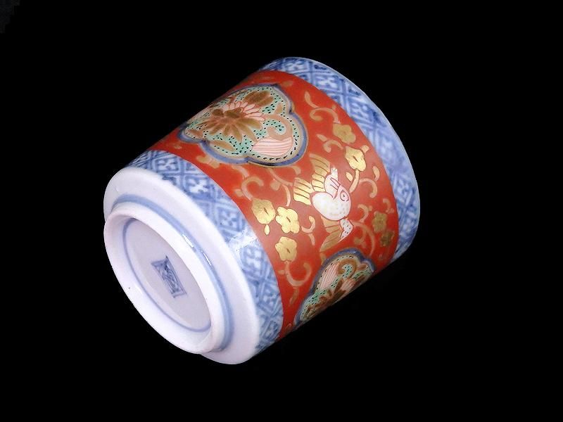 大聖寺伊万里 金襴手 金唐草に鳥図 窓絵花の図 のぞき 大聖寺伊万里 金襴手 金唐草に鳥図 窓絵花の図 のぞき