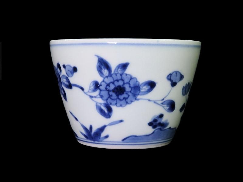 古伊万里 染付 牡丹図 大振蕎麦猪口 江戸期 古伊万里 染付 牡丹図 大振蕎麦猪口 江戸期