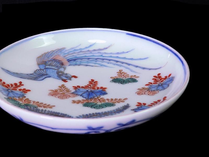 伊万里 染錦 桐に鳳凰図 4寸皿